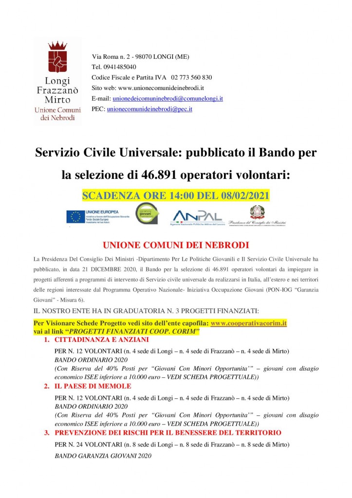 AVVISO SERVIZIO CIVILE1